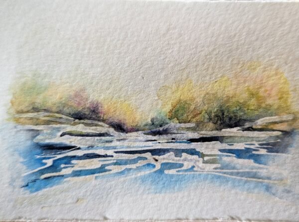 miniature watercolour painting. seascape ACEO. original art in an impressionistic style