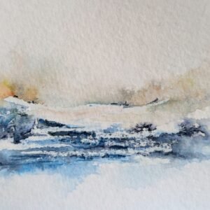 minimalist watercolour painting. ACEO seascape