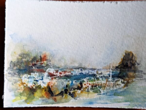 Impressionism in 2024. Watercolour seascape on ACEO sized smooth paper