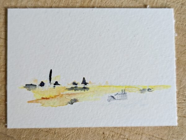 Two colour sketch capturing the tones of the Tuscan landscape