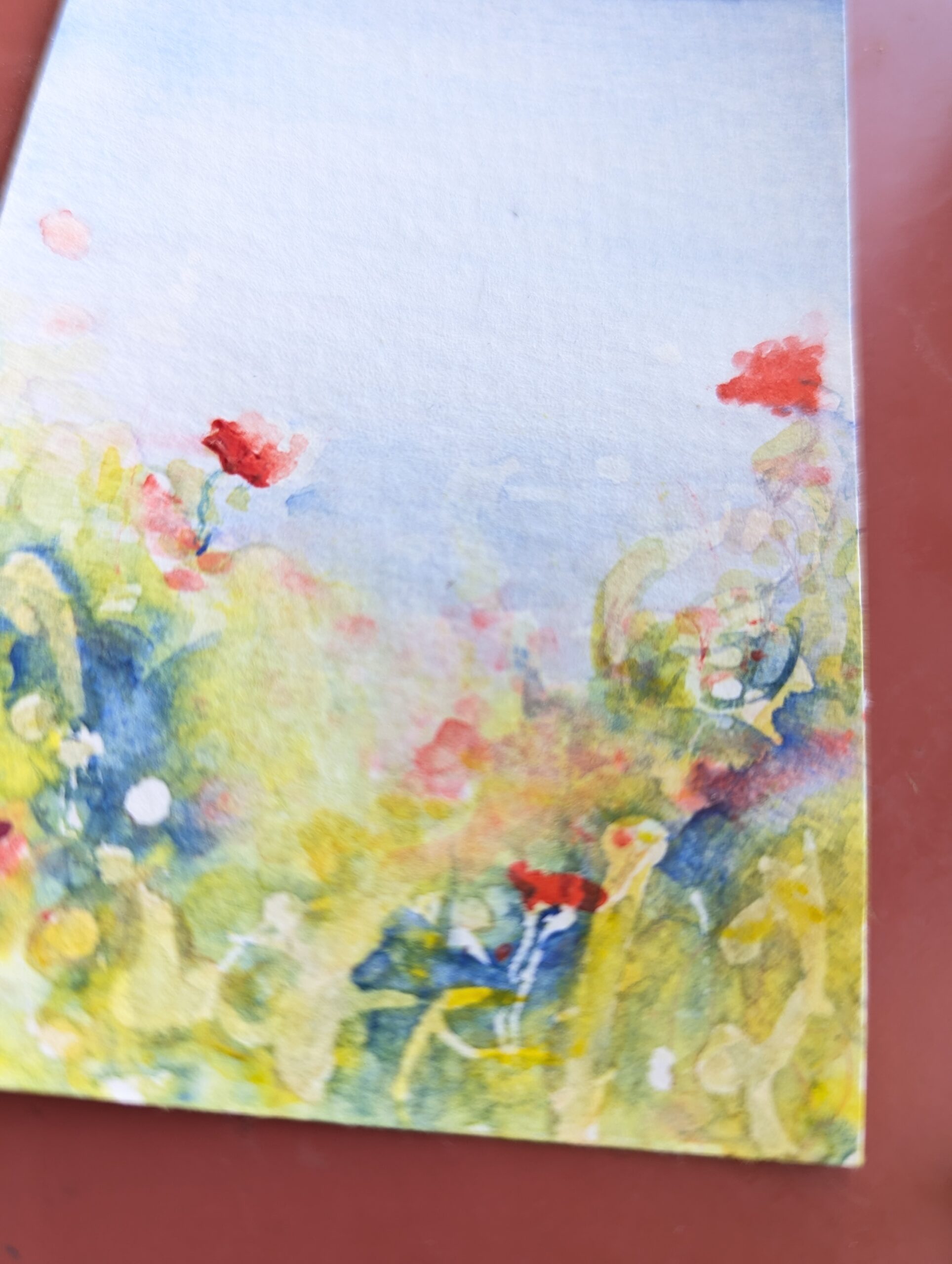 ACEO flower painting by Emma Herbert. Poppies in the meadow Summer 2026